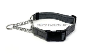 Half Check Chain Dog Collars Adjustable 25mm Wide Cushion Webbing Large X-Large