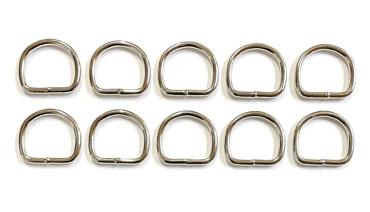 Nickel Plated Welded Gear D-Rings 25mm 32mm 38mm 50mm Wide 5/6mm Thick For Webbing Straps Handles Leather Bags