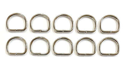 Nickel Plated Welded Gear D-Rings 25mm 32mm 38mm 50mm Wide 5/6mm Thick For Webbing Straps Handles Leather Bags
