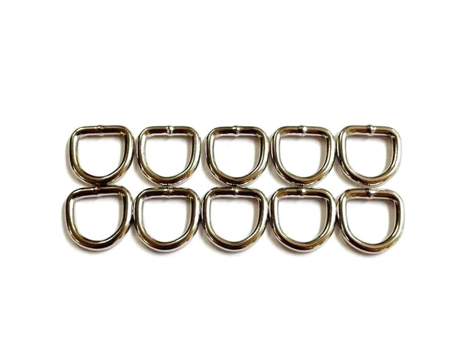 Welded D-ring 10mm - 38mm Nickel Plated For Webbing Straps Bags Handles Dog Leads Collars
