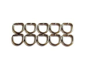 10mm Welded D-ring 3mm Thick Nickel Plated For Webbing Bags Straps Dog Leads Crafts