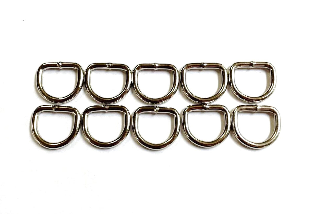 16mm Welded D-ring 3mm Thick Nickel Plated For Webbing Bags Straps Dog Leads Crafts