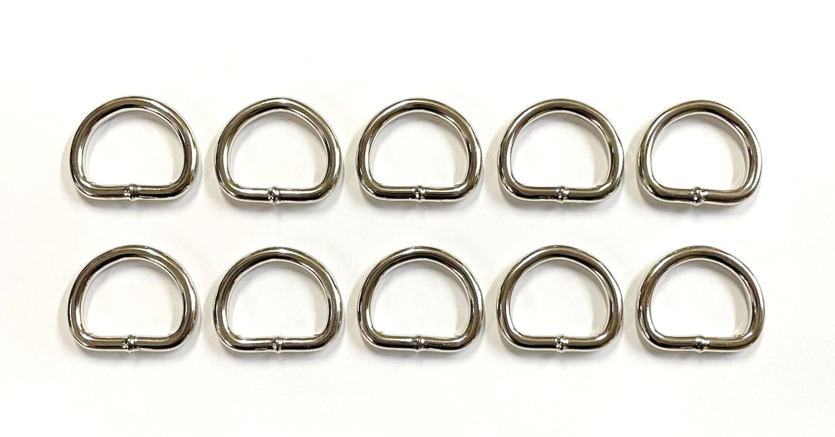 Nickel Plated Welded Gear D-Rings 25mm 32mm 38mm 50mm Wide 5/6mm Thick For Webbing Straps Handles Leather Bags
