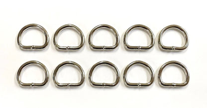Nickel Plated Welded Gear D-Rings 25mm 32mm 38mm 50mm Wide 5/6mm Thick For Webbing Straps Handles Leather Bags