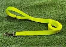 Load image into Gallery viewer, Dog Leads In 25mm Fluorescent Yellow Webbing Training Leash Long Line Short Close Control In Various Lengths