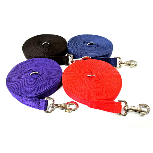 30ft 9m Large Dog Training Lead Horse Lunge Line 25mm Cushion Webbing In Various Colours
