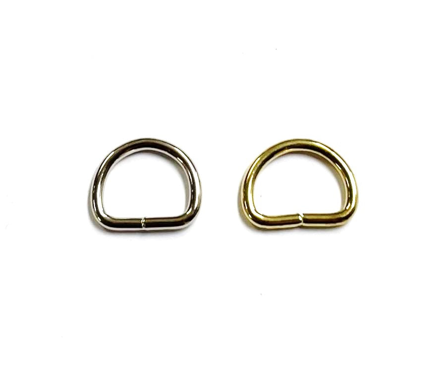 Welded D-Rings Brass & Nickel Plated x10 in Various Sizes For Webbing Bags Dog Leads & Collars
