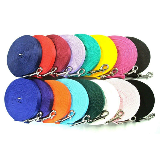 5ft - 50ft Dog Training Lead Obedience Recall Leash Long Dog Lead 25mm Cushion Webbing