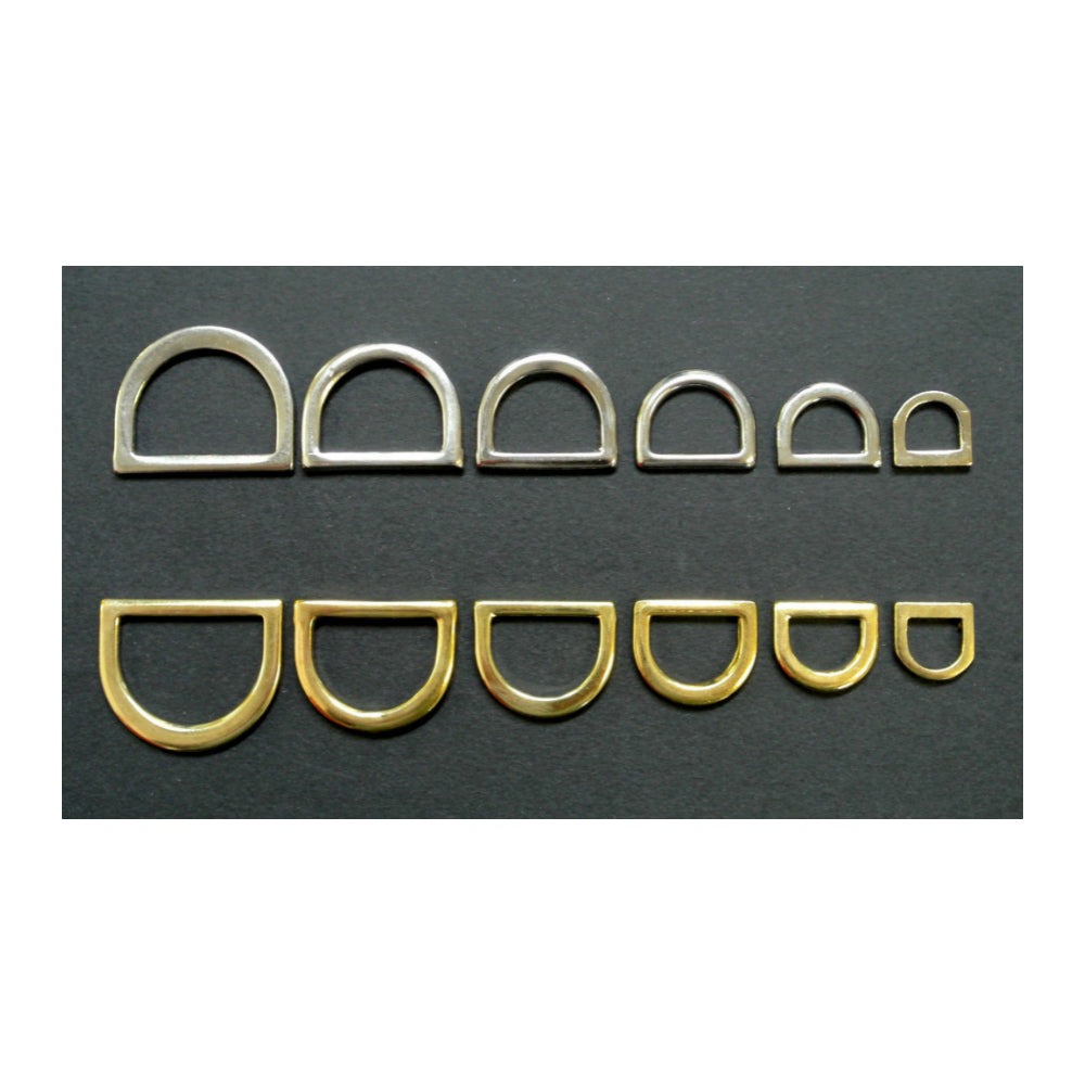 Pressed Solid D-Rings Brass & Nickel Plated x10 in Various Sizes For Webbing Bags Dog Leads & Collars