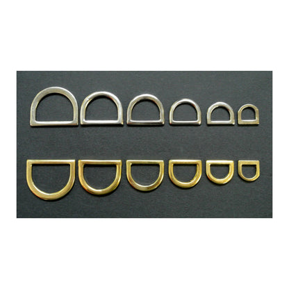 Pressed Solid D-Rings Brass & Nickel Plated x10 in Various Sizes For Webbing Bags Dog Leads & Collars