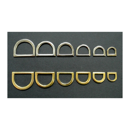 Pressed Solid D-Rings Brass & Nickel Plated x10 in Various Sizes For Webbing Bags Dog Leads & Collars