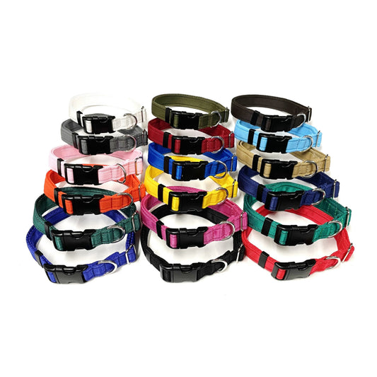 Adjustable Dog Collars 25mm Cushion Webbing In Various Colours And Sizes Small Medium Large