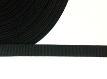 Load image into Gallery viewer, 22mm Black Polypropylene Webbing 360kg 1m 2m 5m 10m 25m 50m For Bags Straps Leads
