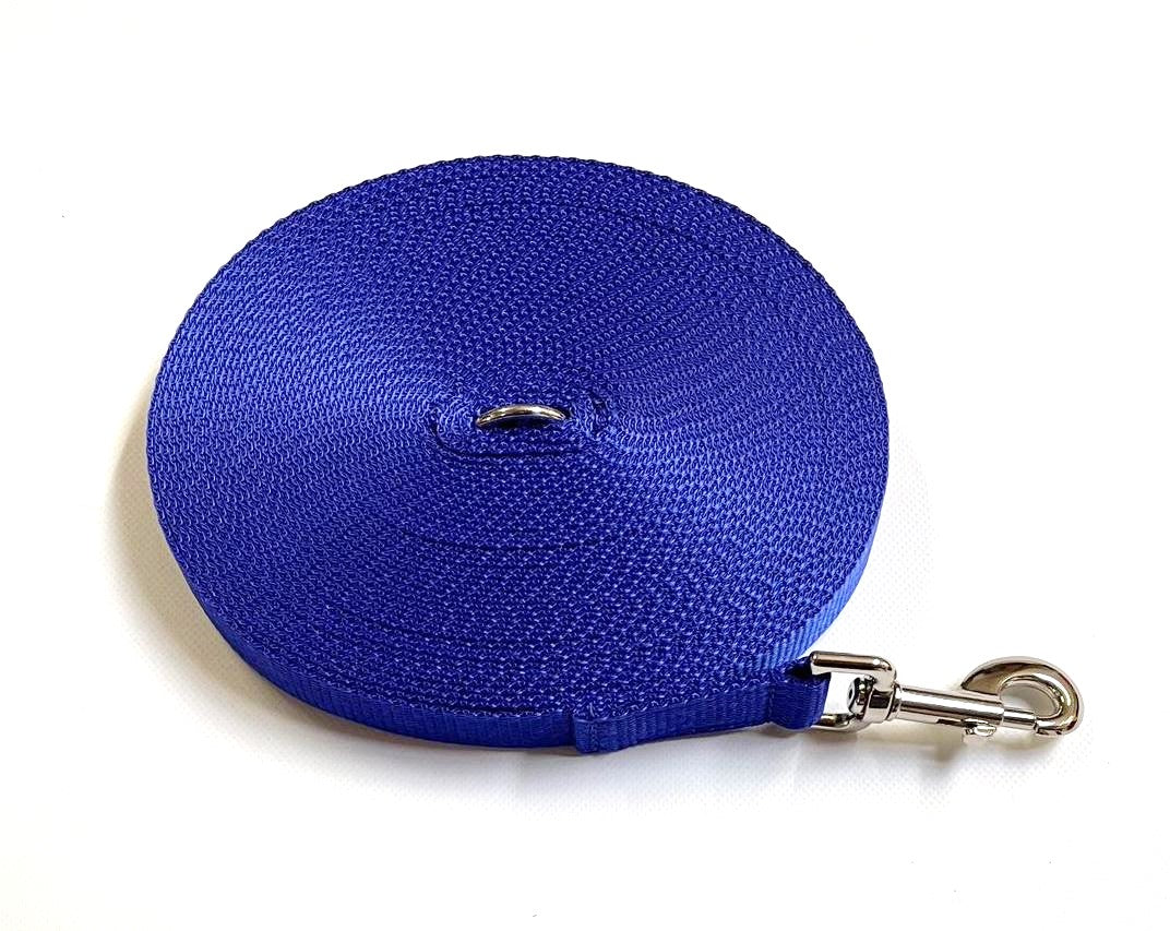 Dog Training Lead 25mm Heavy Webbing 5ft - 30ft Long Line Tracking Recall In 20 Colours