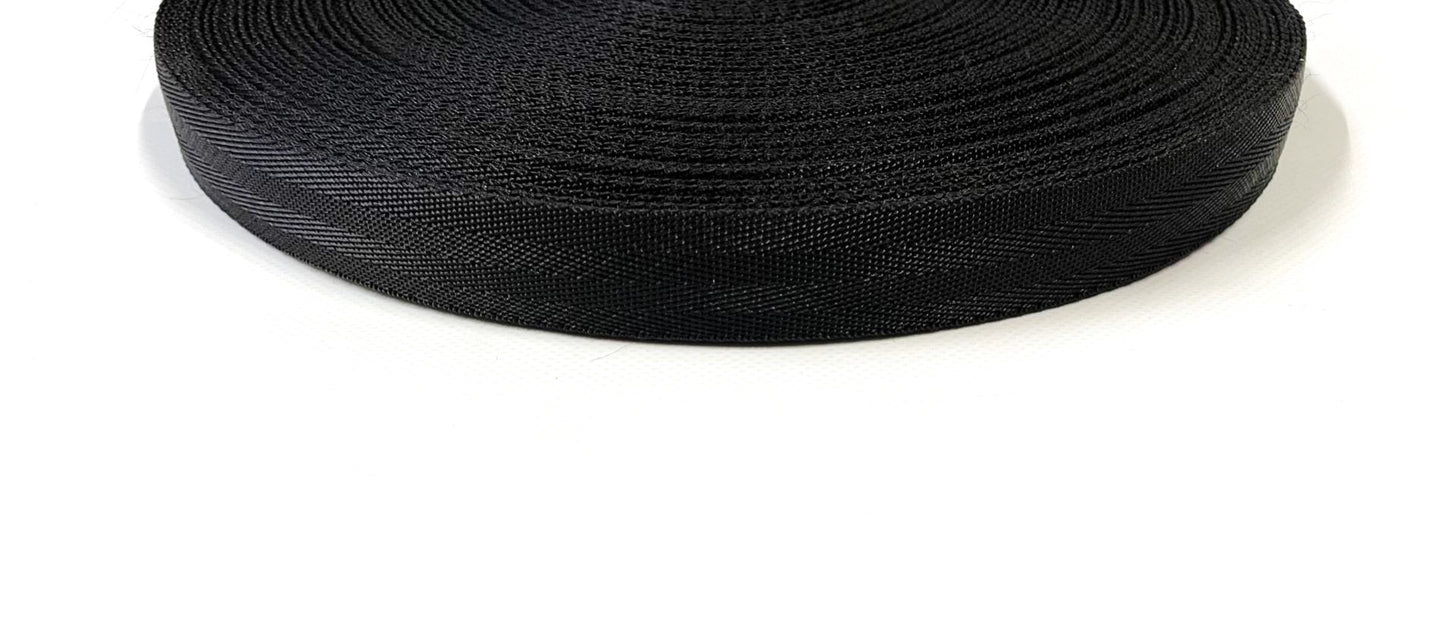 23mm Herringbone Webbing Black 300kg 1m 2m 5m 10m 25m 50m For Bags Straps Handles