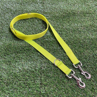 Police Style Dog Training Lead Double Ended Leash Fluorescent Yellow 20mm 25mm