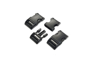 Curved Side Release Buckles Black Plastic 16mm 20mm 25mm For Webbing Straps Bags Collars Harnesses