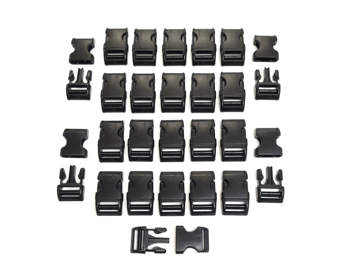 Curved Side Release Buckles Black Plastic 13mm 16mm 20mm 25mm For Webbing Straps Bags Collars Harnesses