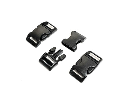 Curved Side Release Buckles Black Plastic 13mm 16mm 20mm 25mm For Webbing Straps Bags Collars Harnesses