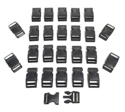 Curved Side Release Buckles Black Plastic 13mm 16mm 20mm 25mm For Webbing Straps Bags Collars Harnesses