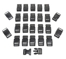 Load image into Gallery viewer, Curved Side Release Buckles Black Plastic 16mm 20mm 25mm For Webbing Straps Bags Collars Harnesses