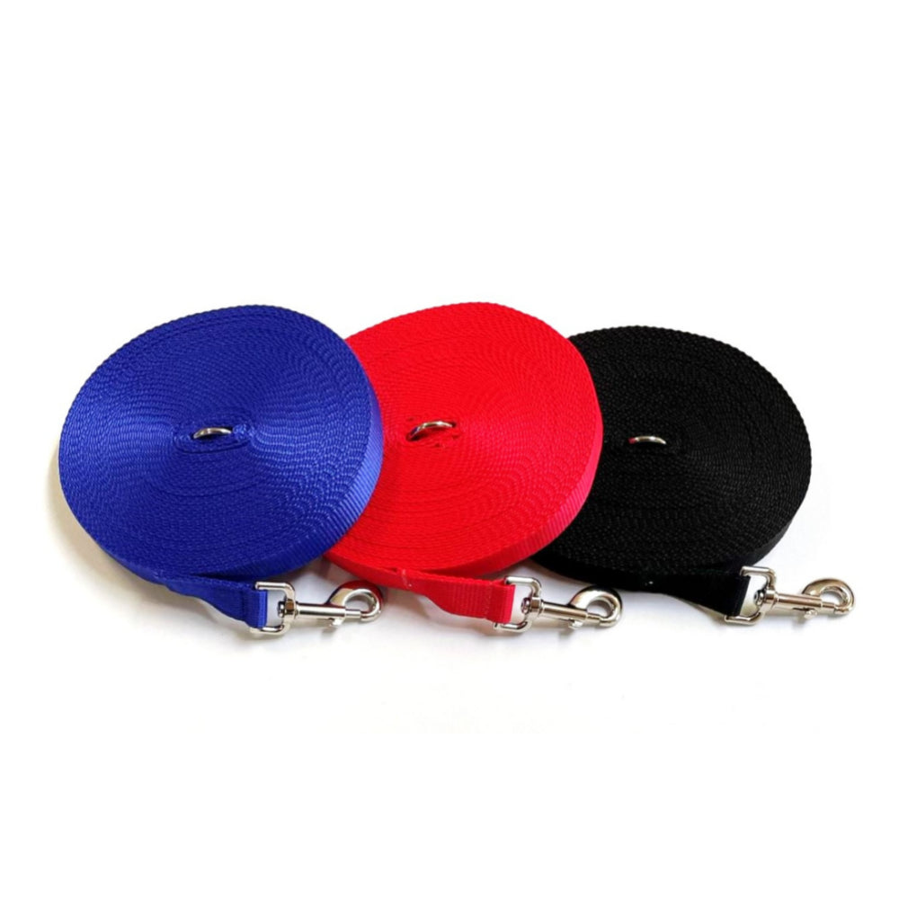 40ft - 100ft Long Dog Training Leads Obedience Recall Walking Leash Puppy In 20mm Webbing 19 Colours