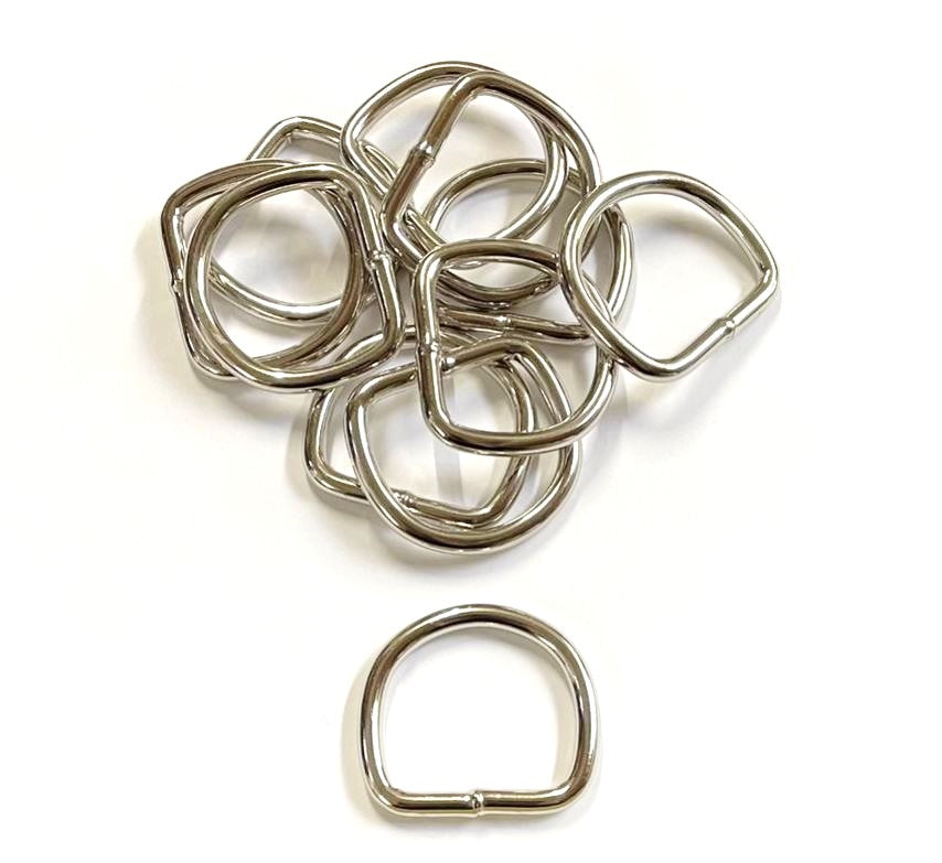 Nickel Plated Welded Gear D-Rings 25mm 32mm 38mm 50mm Wide 5/6mm Thick For Webbing Straps Handles Leather Bags