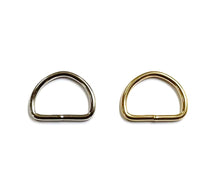 Load image into Gallery viewer, Welded D-Rings Brass &amp; Nickel Plated x10 in Various Sizes For Webbing Bags Dog Leads &amp; Collars