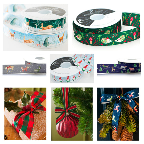 Christmas Ribbon 25mm Wide Gift Wrapping Decorations Presents Crafts