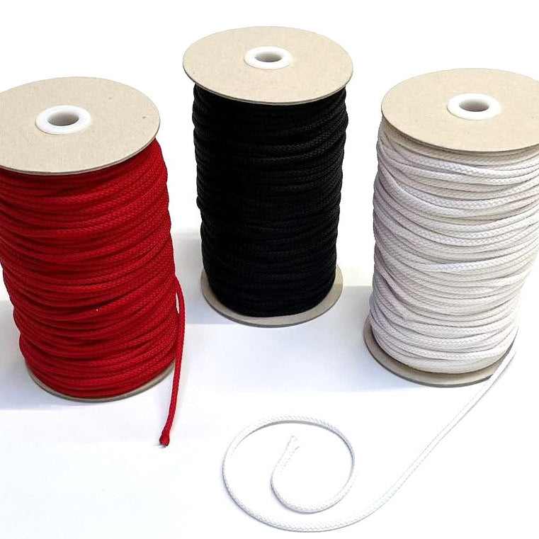 4mm Polyester Cord Soft Drawstring Piping Cord In 22 Colours And Various Lengths