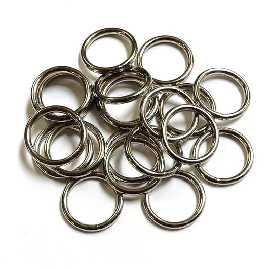 22mm Welded O-Ring Metal Nickel Plated 3mm Thick Circle Rings Webbing Bags Straps