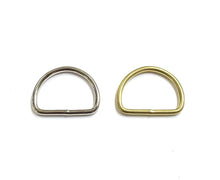 Load image into Gallery viewer, Welded D-Rings Brass &amp; Nickel Plated x10 in Various Sizes For Webbing Bags Dog Leads &amp; Collars