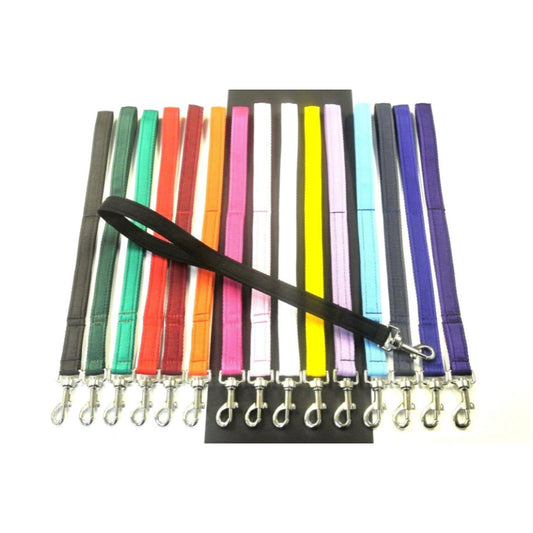 18" Short Close Control Dog Training Lead Leash 25mm Cushion Webbing In 19 Colours