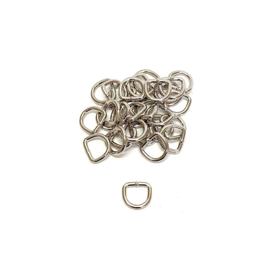 13mm Welded D-Rings 3mm Thick Nickel Plated For Bags Straps Dog Leads Crafts x10 x25 x50 x100