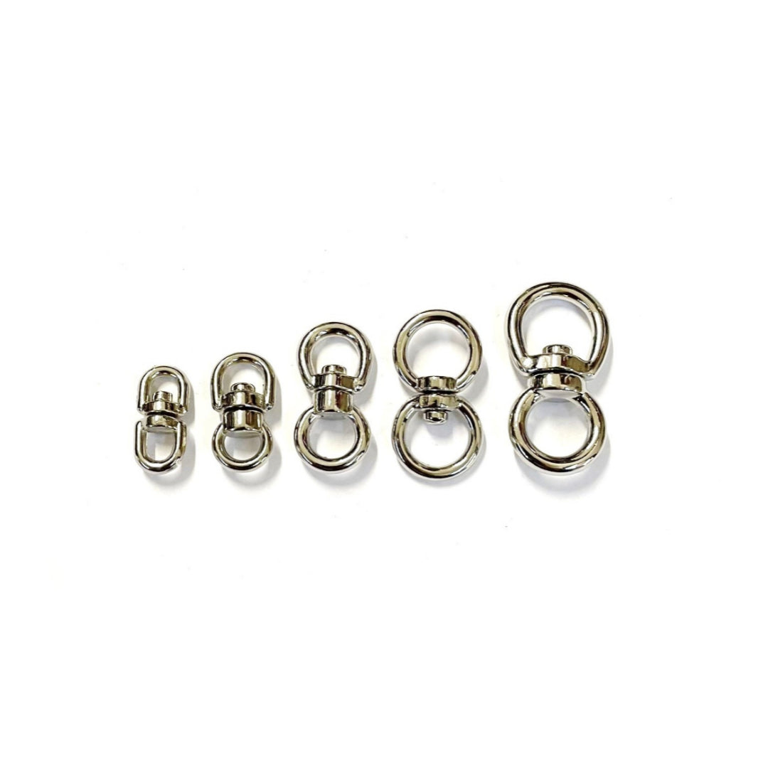 Double Eye Swivel Hooks Ring Clasp Nickel Plated Die Cast 4mm - 32mm Rope Chain