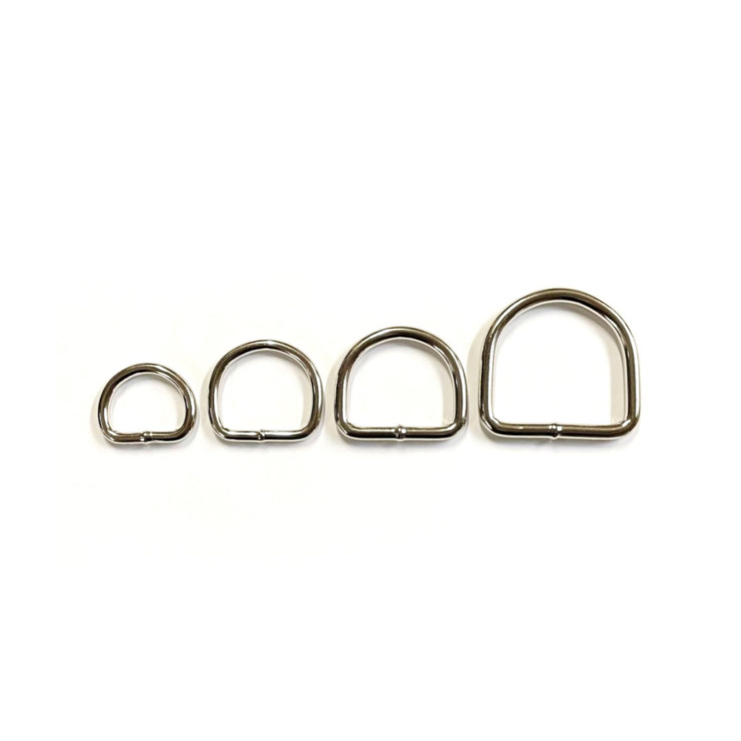 Nickel Plated Welded Gear D-Rings 25mm 32mm 38mm 50mm Wide 5/6mm Thick For Webbing Straps Handles Leather Bags