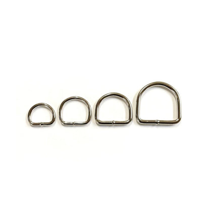 Nickel Plated Welded Gear D-Rings 25mm 32mm 38mm 50mm Wide 5/6mm Thick For Webbing Straps Handles Leather Bags