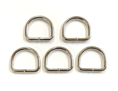 Nickel Plated Welded Gear D-Rings 25mm 32mm 38mm 50mm Wide 5/6mm Thick For Webbing Straps Handles Leather Bags