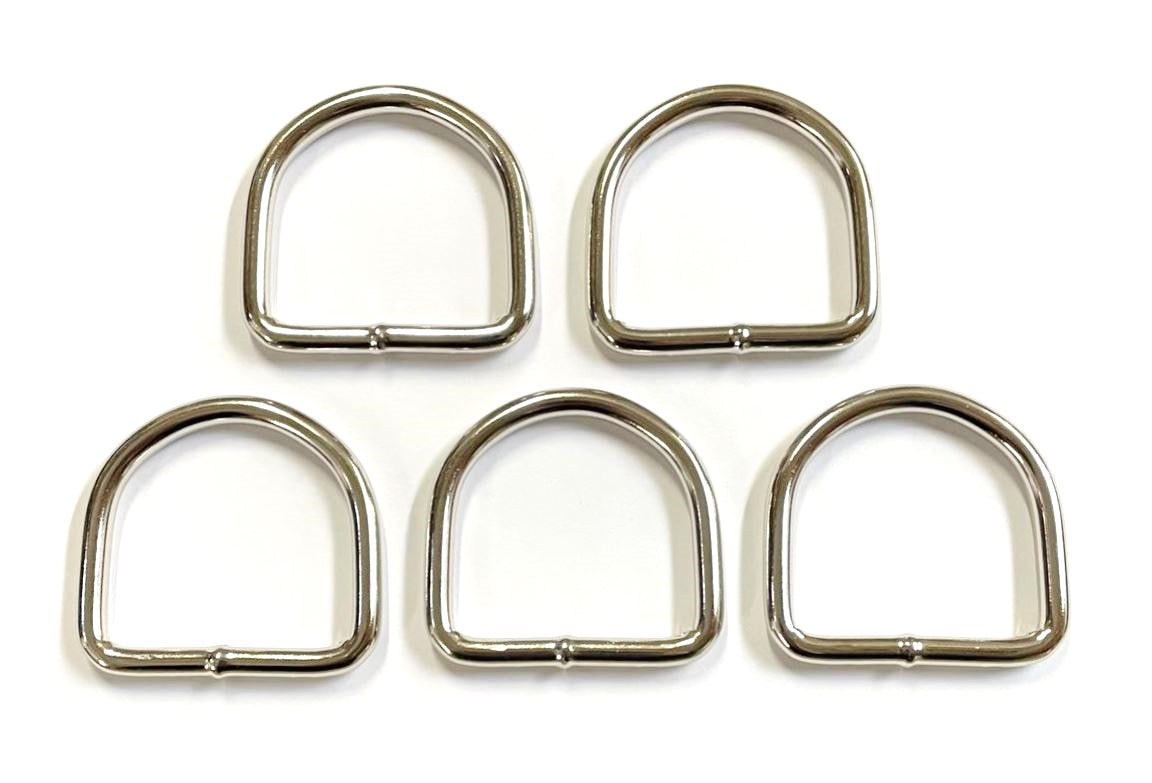 Nickel Plated Welded Gear D-Rings 25mm 32mm 38mm 50mm Wide 5/6mm Thick For Webbing Straps Handles Leather Bags