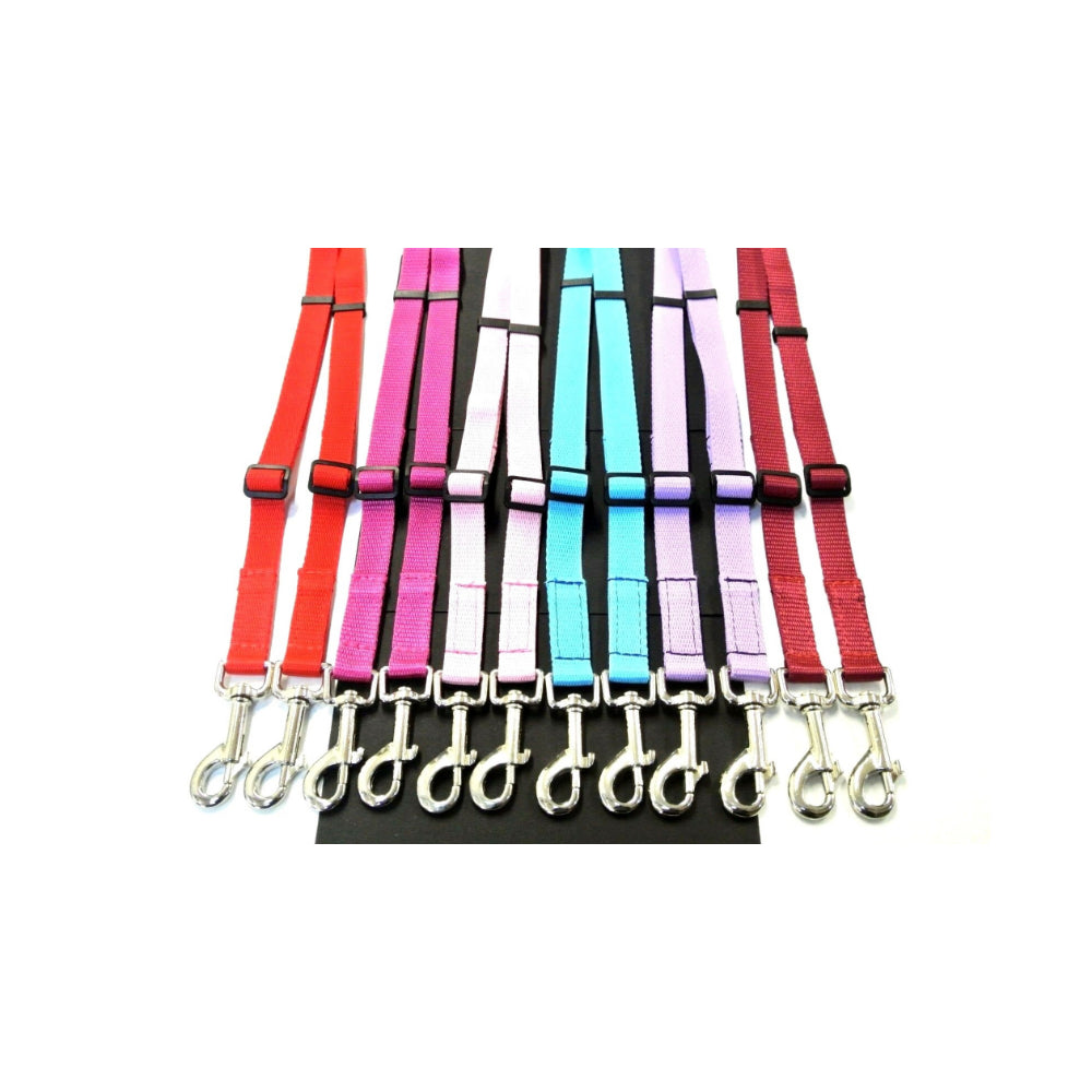 20mm Adjustable 2 Way Coupler Splitter Dog Leads Leash Strong Durable Webbing In 19 Various Colours