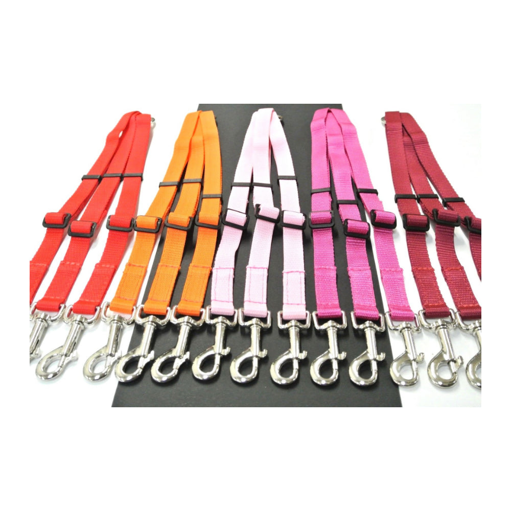 20mm Adjustable 3 Way Coupler Splitter Dog Leads Leash Strong Durable Webbing In 18 Various Colours