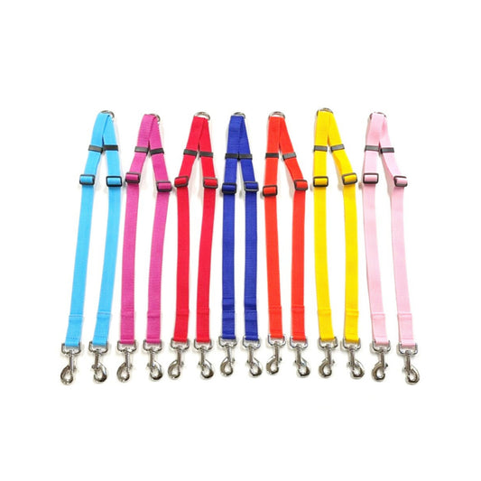 25mm Adjustable 2 Way Coupler Splitter Dog Leads Leash Strong Durable Webbing In 19 Various Colours