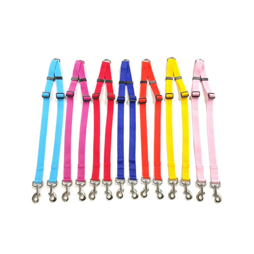 25mm Adjustable 2 Way Coupler Splitter Dog Leads Leash Strong Durable Webbing In 19 Various Colours