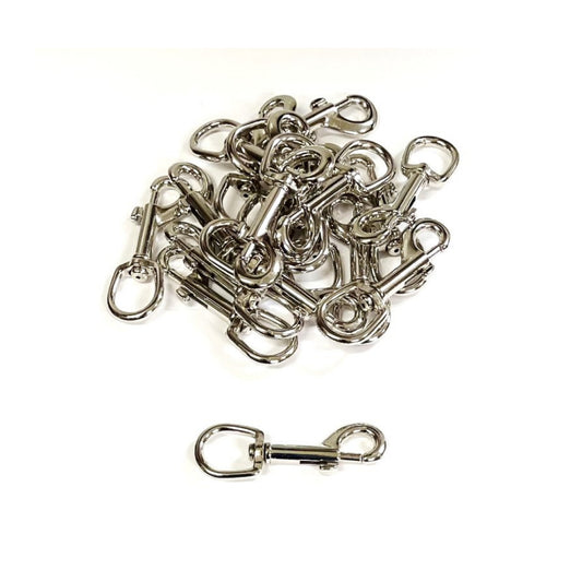 20mm Trigger Clip Hooks Round Ended Nickel Plated Metal Webbing Dog Leads x1 - x100