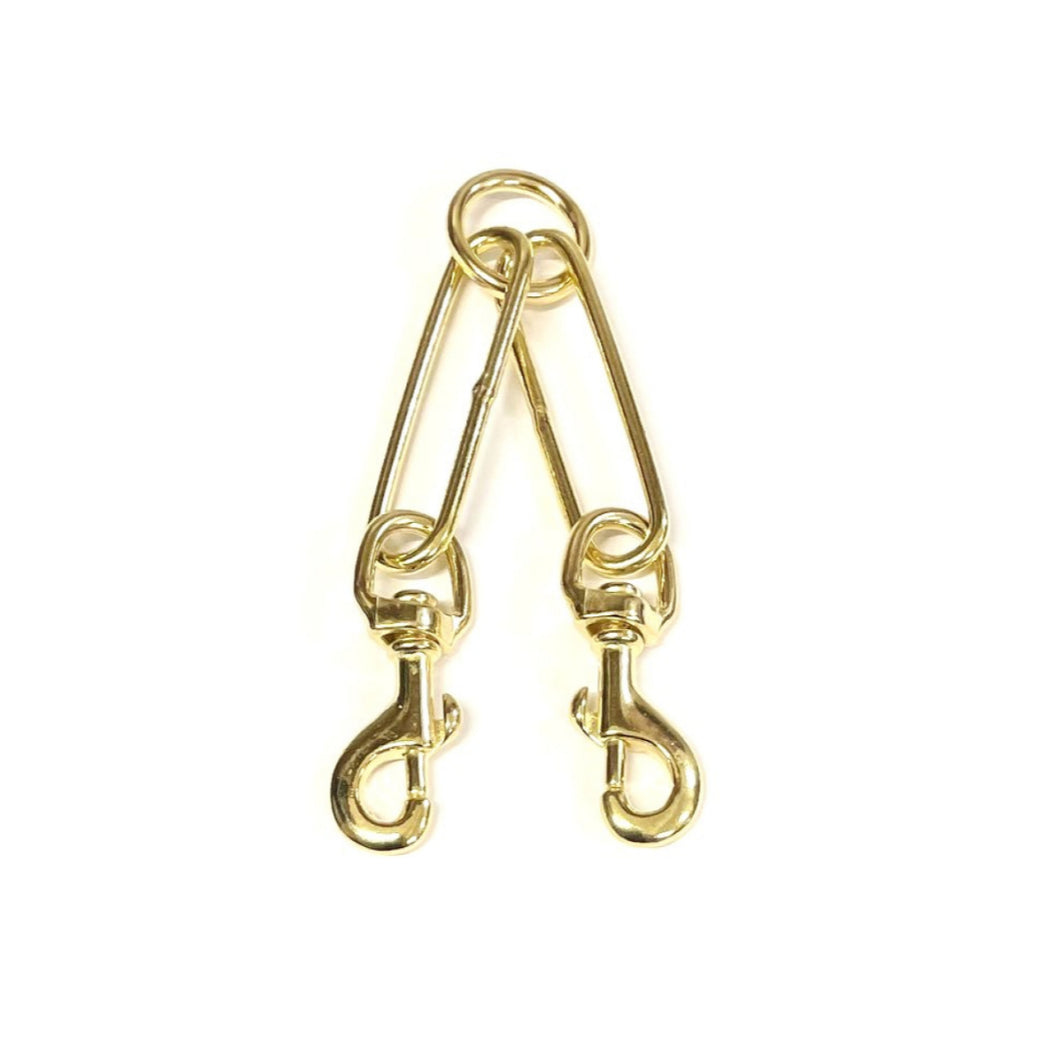 Dog Training 2 Way Hound Coupler Splitter Lead Solid Brass Trigger Clip 20mm