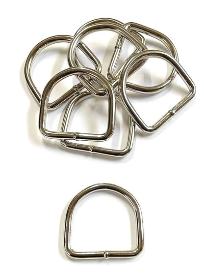 Nickel Plated Welded Gear D-Rings 25mm 32mm 38mm 50mm Wide 5/6mm Thick For Webbing Straps Handles Leather Bags