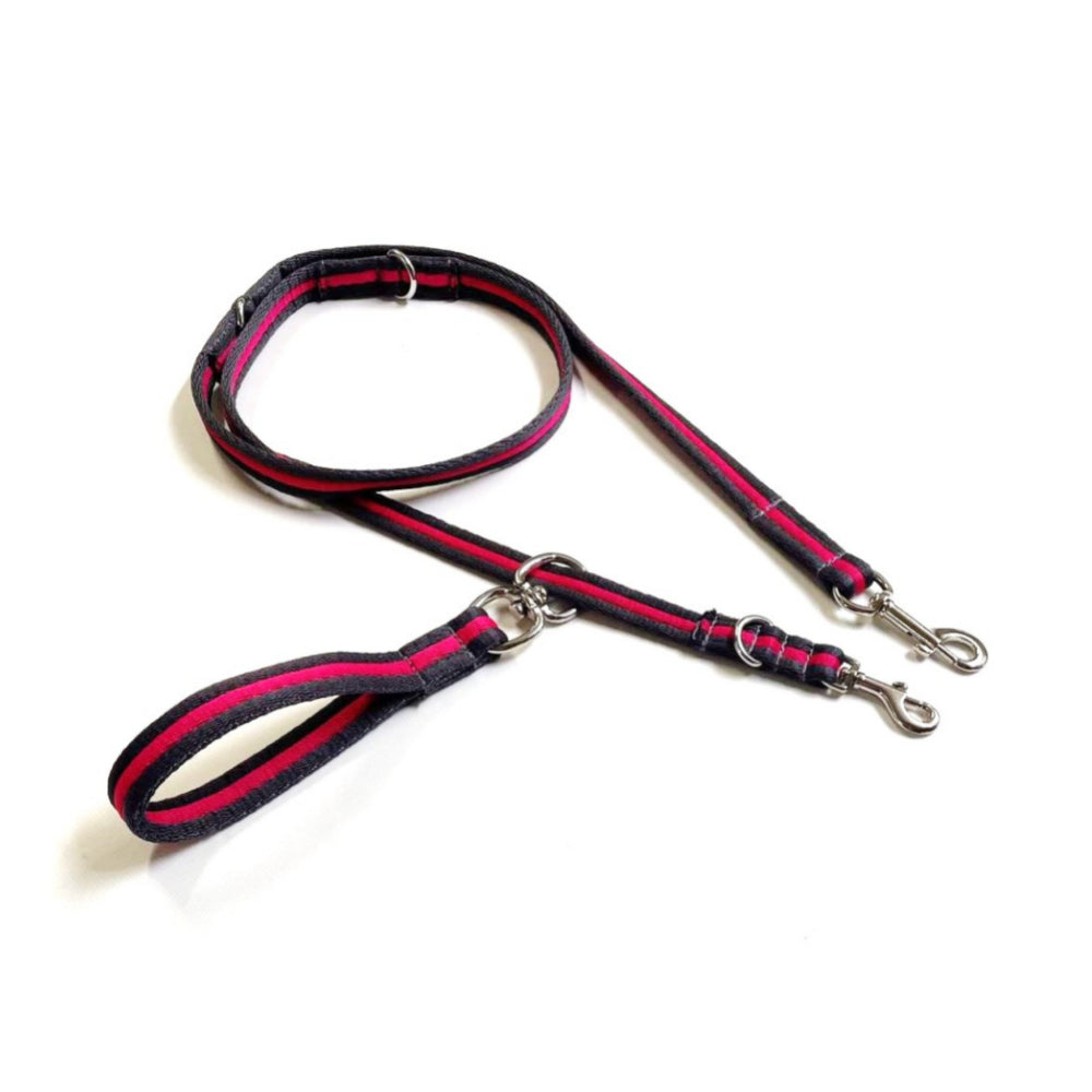 Double Ended Dog Lead With Sliding Swivel Handle Set In 20mm Air Webbing