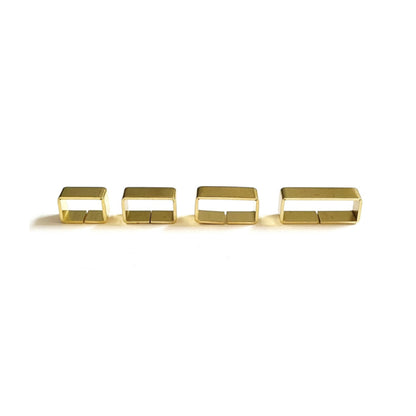 Solid Brass Flat Dog Collar Loop 2 Bar Loop Metal Strap Keeper For Webbing Bags Straps Dog Collars 12mm - 25mm