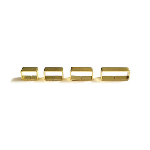 Solid Brass Flat Dog Collar Loop 2 Bar Loop Metal Strap Keeper For Webbing Bags Straps Dog Collars 12mm - 25mm