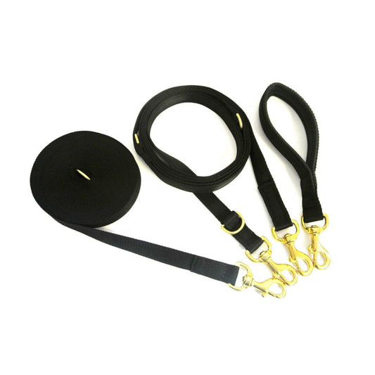 Dog Training Lead Set - 50ft Training Lead - 11ft Police Style Lead - 13" Short Lead Solid Brass